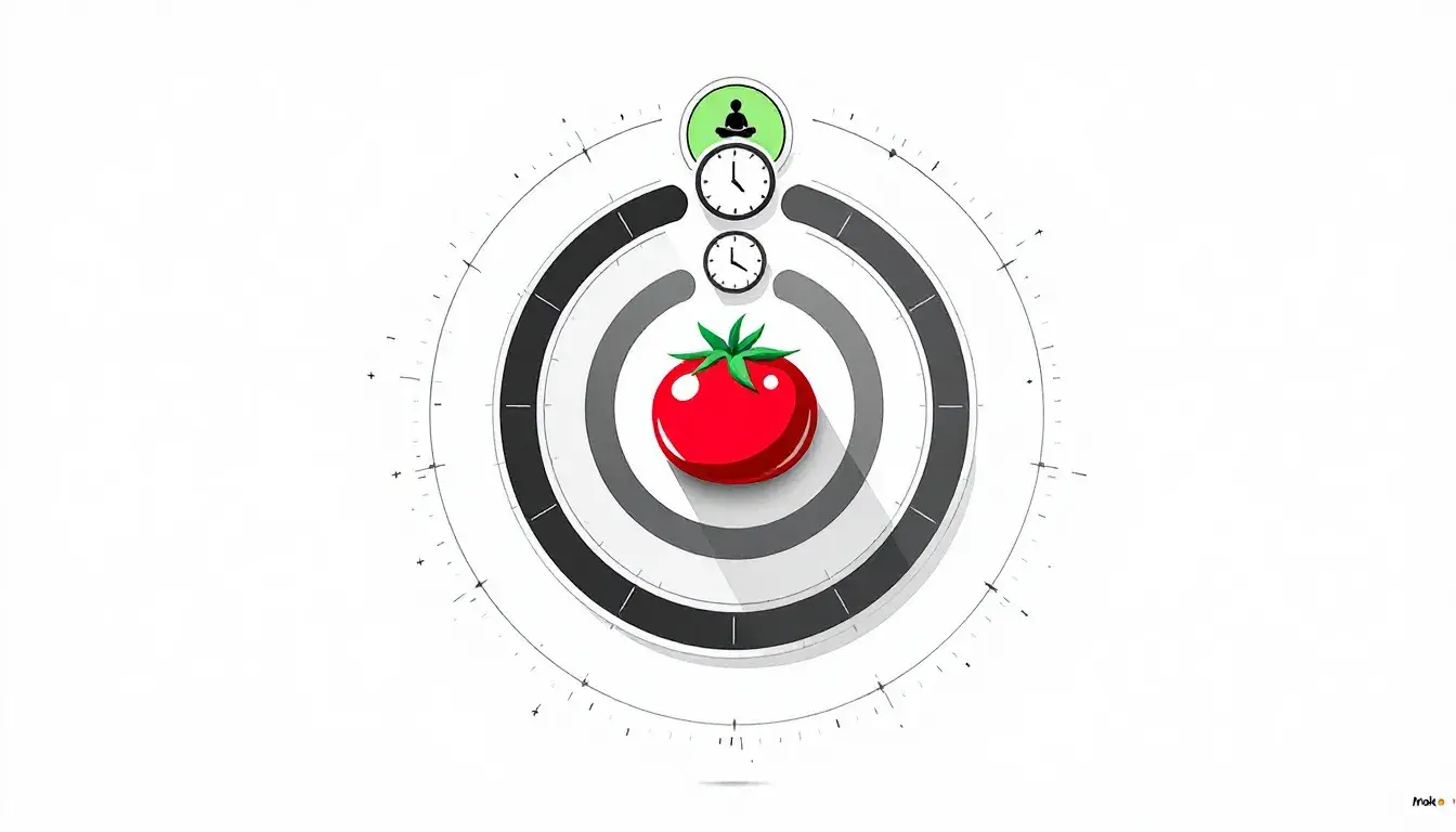 An illustration demonstrating the Pomodoro Technique and structured work sprints.