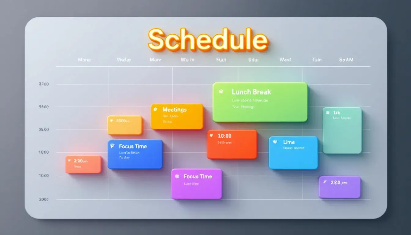 A digital calendar displaying a well-organized time-blocking schedule.